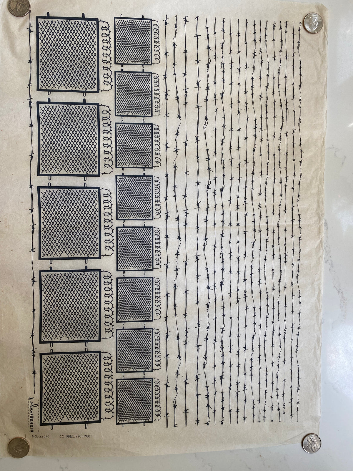 Barbed Wire - Underglaze Transfer Sheet