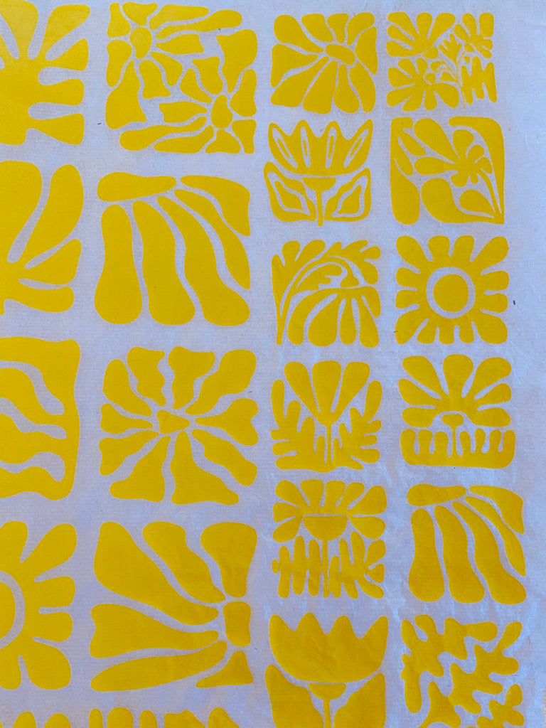 Wood Block Flowers - Underglaze Transfer Sheet