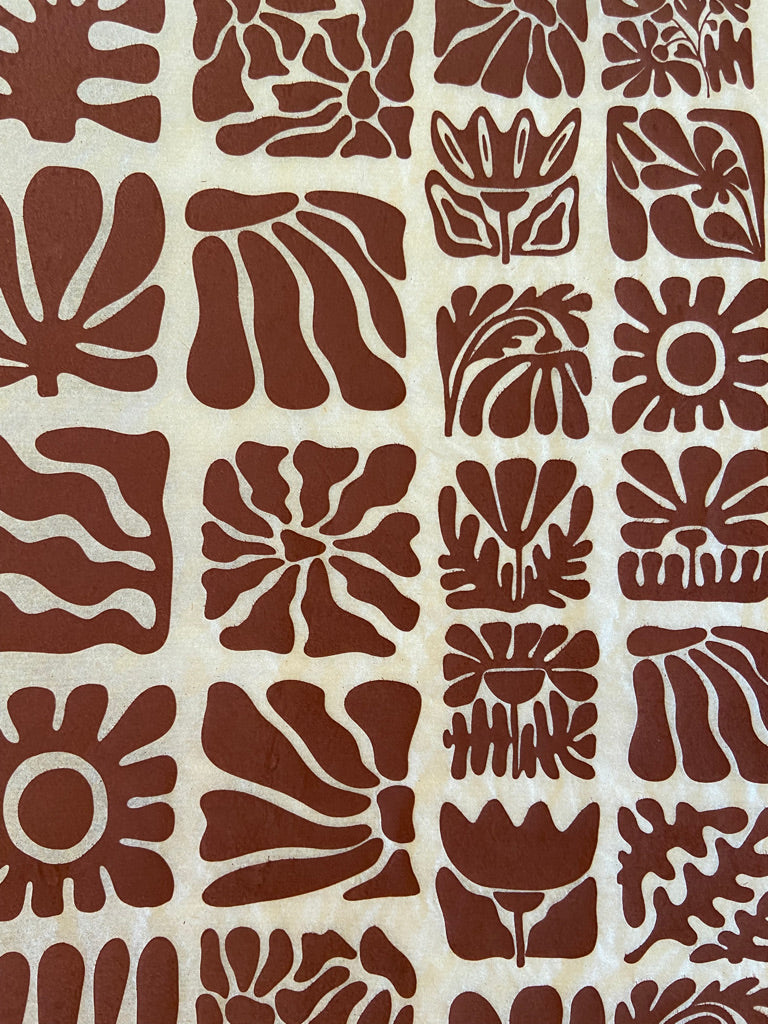 Wood Block Flowers - Underglaze Transfer Sheet