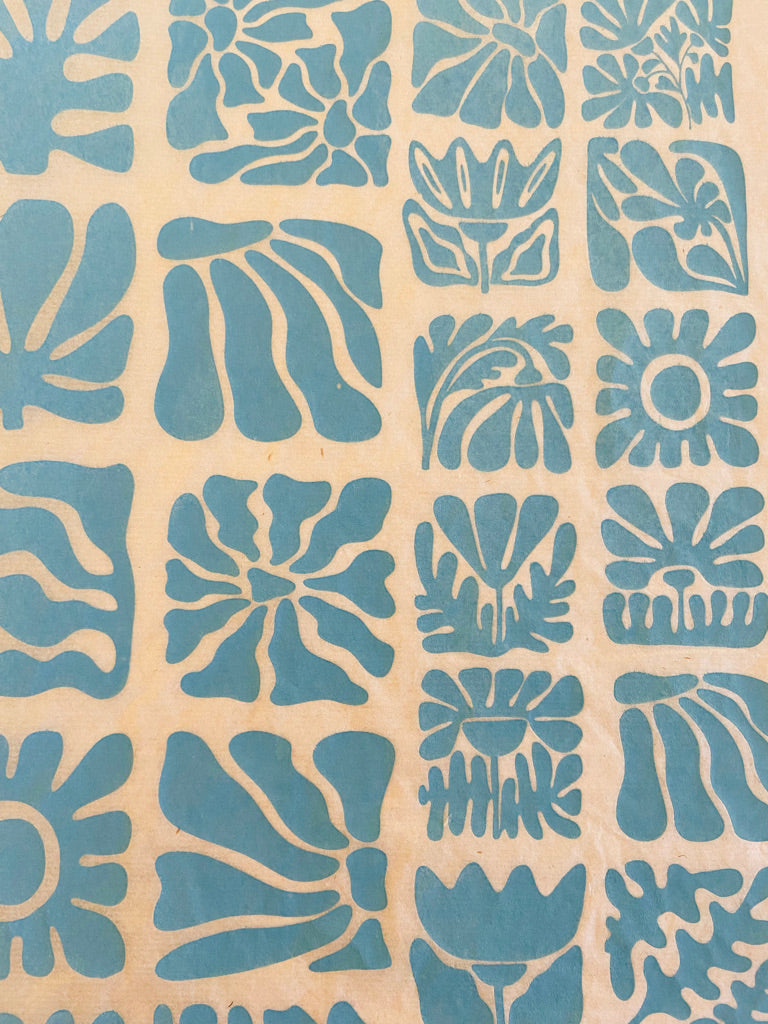 Wood Block Flowers - Underglaze Transfer Sheet